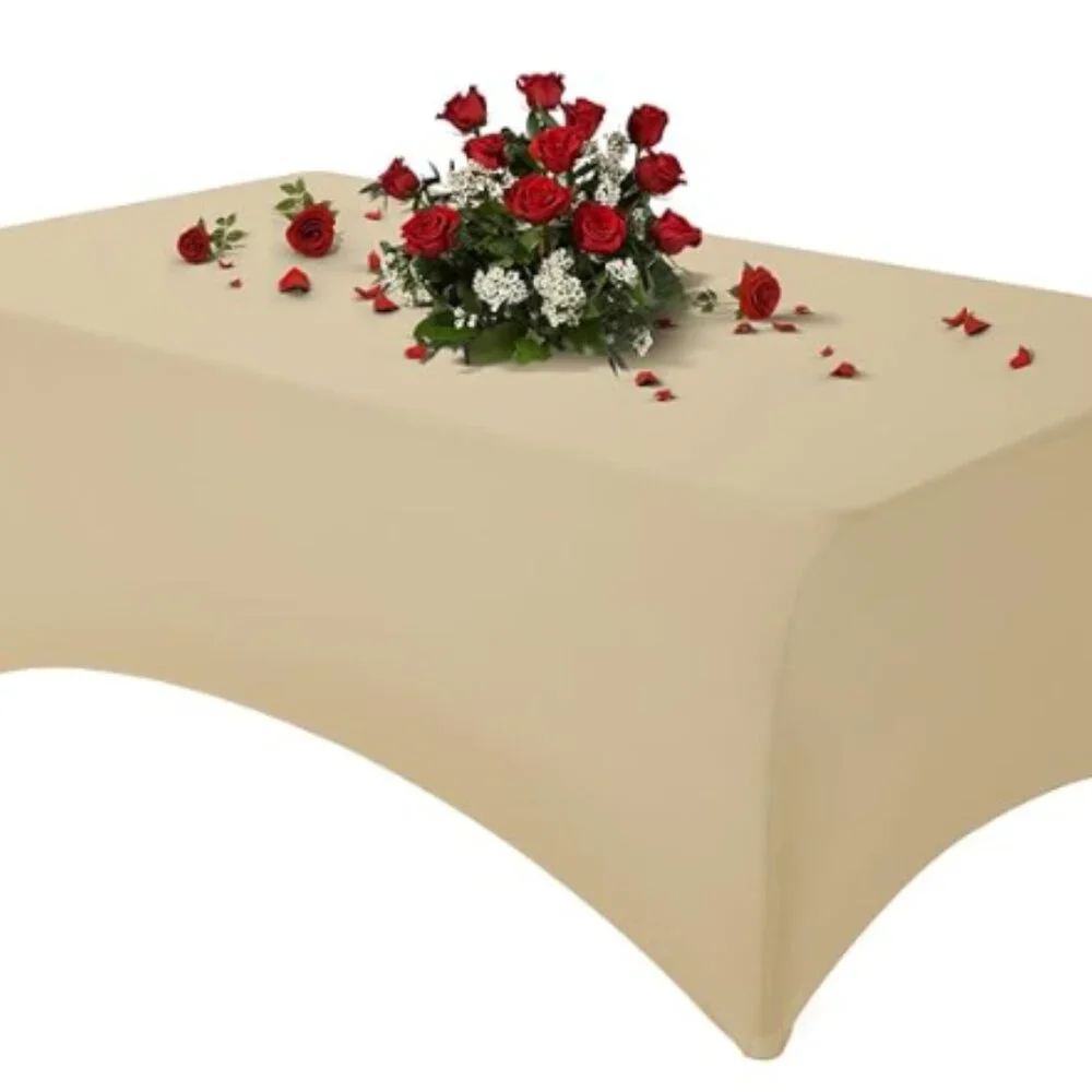 2 Pack 8FT Spandex Table Cover, Wrinkle-Free Reusable Rectangle Tablecloths